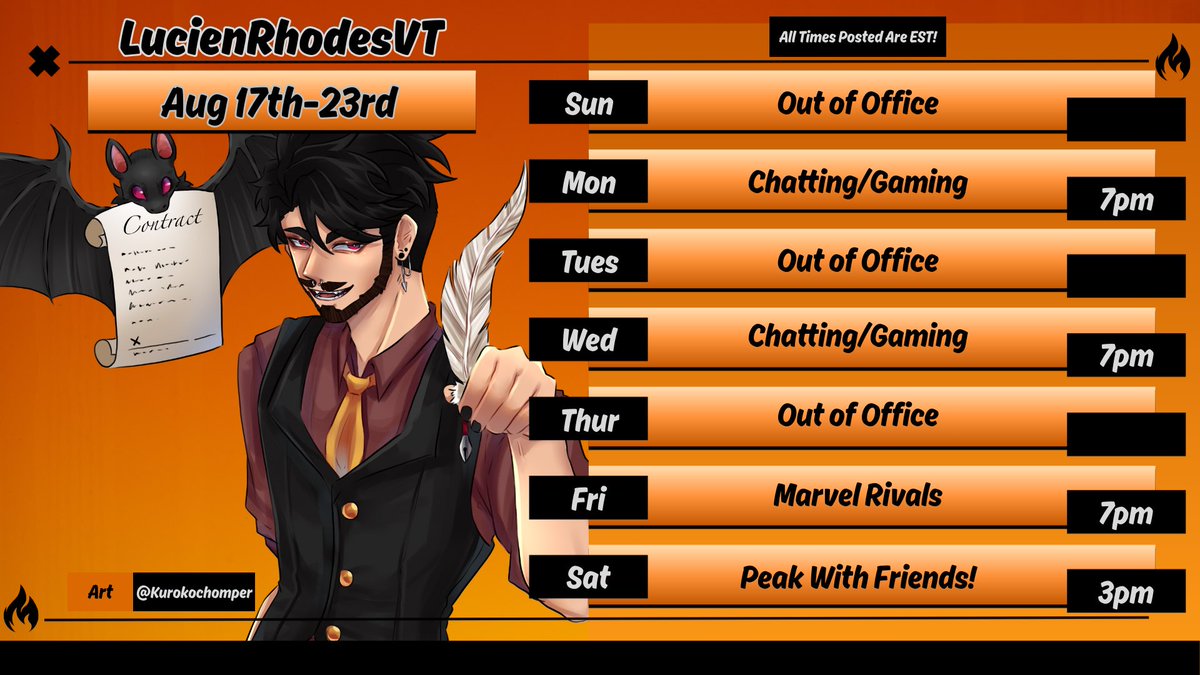 Finally have a stream scheduled! That you guys can check on to see if I’m streaming!