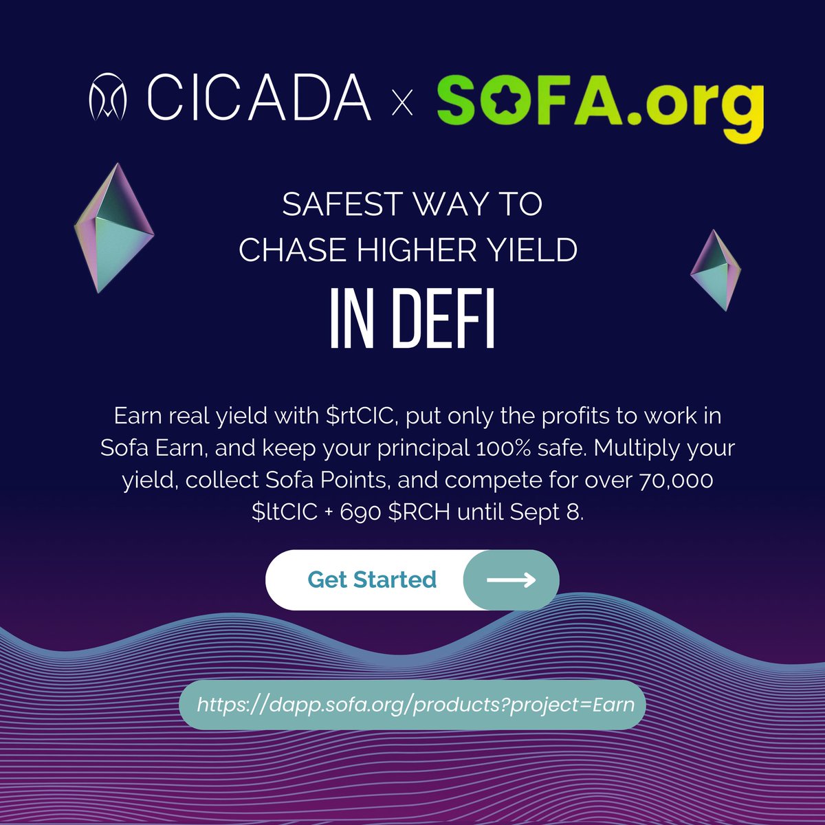 The safest way to chase higher yield in DeFi just arrived

Normally, yield farming forces you into a trade-off:
• Play it safe → small returns
• Take risk → capital exposed

<a href="/CicadaFinance/">Cicada</a> + <a href="/SOFAorgDAO/">SOFA.org</a> break that cycle

Here’s how:

You hold $rtCIC, a yield-bearing token