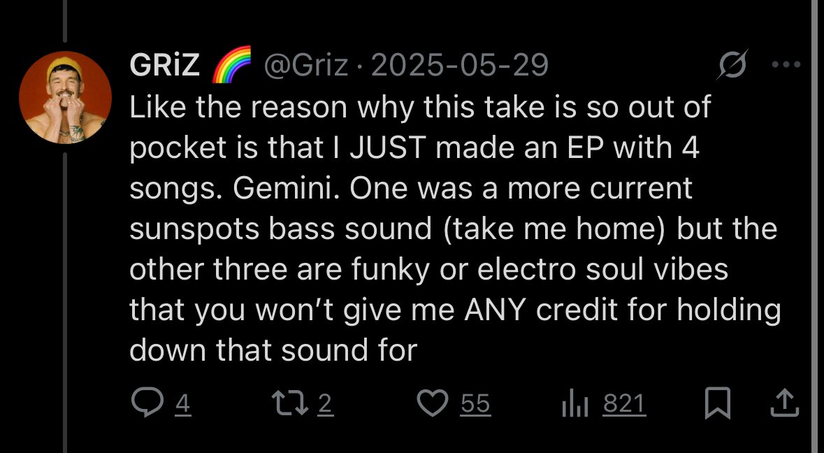 b-but grizs’ old sound😔

have u listened to what he’s released recently or are u basing ur thoughts of a 39 second clip of a collab w another artist.