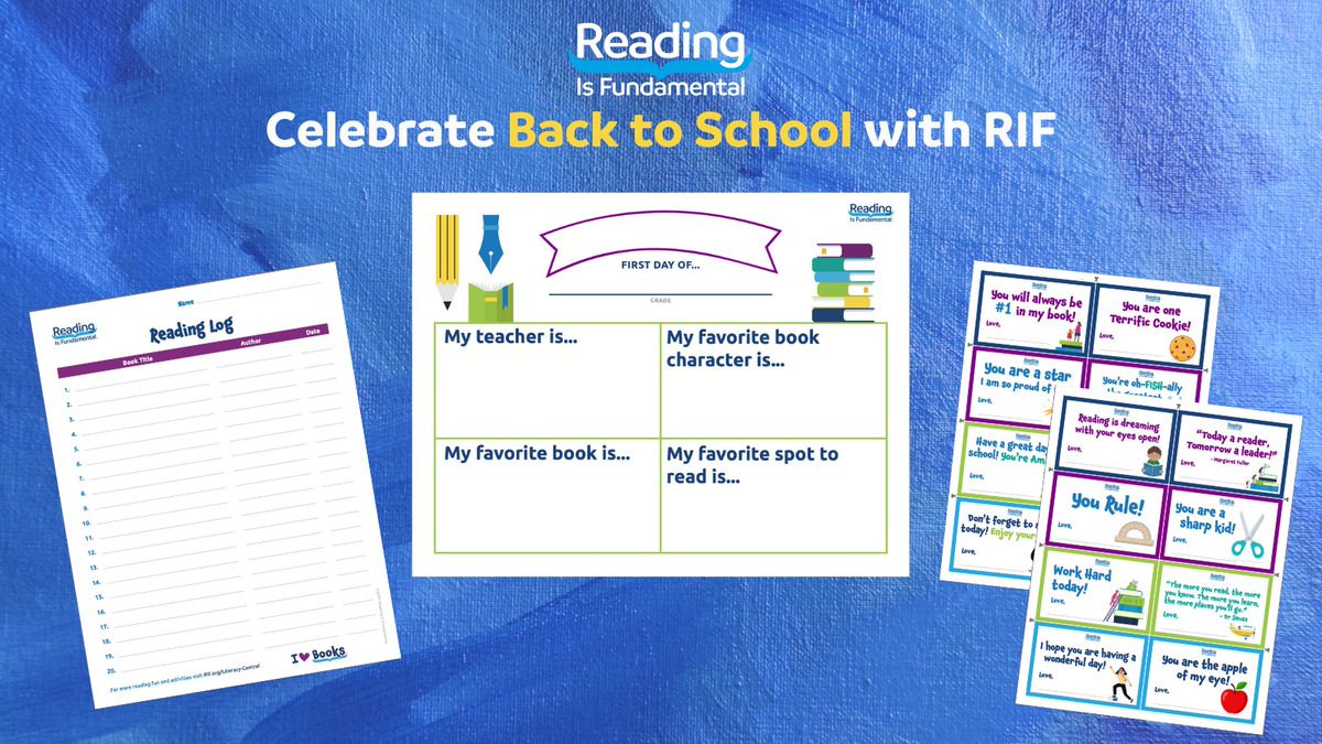 Reading Is Fundamental (@rifweb) on Twitter photo Celebrate #backtoschool! Use #RIF's 1st day of school signs to capture your student's favorite #books as they wait for the bus.🚌 Then use RIF's little lunch box notes to share you 💙 them a bunch while they munch.🍎 Download these tools & a reading log at RIF.org/supplylist Celebrate #backtoschool! Use #RIF's 1st day of school signs to capture your student's favorite #books as they wait for the bus.🚌 Then use RIF's little lunch box notes to share you 💙 them a bunch while they munch.🍎 Download these tools & a reading log at RIF.org/supplylist