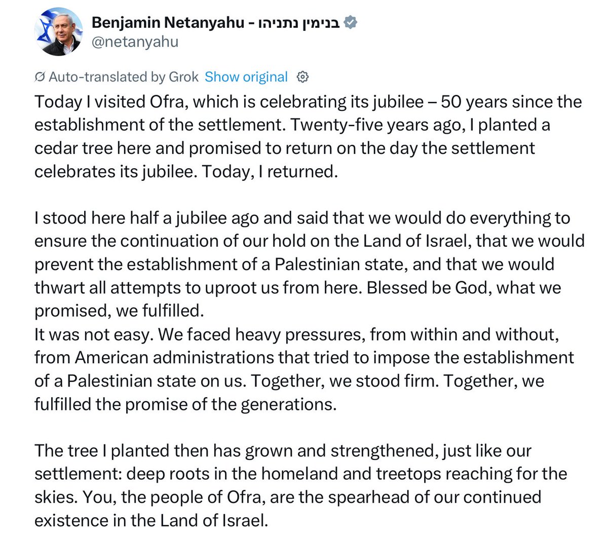 Philip (@rulesbasedworld) on Twitter photo <a href="/DalrympleWill/">William Dalrymple</a> Netanyahu himself wrote today after a visit to a West Bank settlement that he had been successfully resisting pressure from US presidents to create a Palestinian state for the last 25 years <a href="/DalrympleWill/">William Dalrymple</a> Netanyahu himself wrote today after a visit to a West Bank settlement that he had been successfully resisting pressure from US presidents to create a Palestinian state for the last 25 years