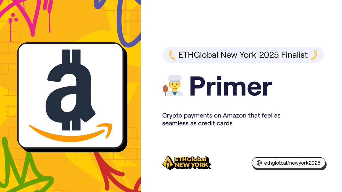 ETHGlobal (@ethglobal) on Twitter photo 🧑🍳 Primer
Primer lets users pay on Amazon with crypto by converting assets to gift cards during checkout.
Built by <a href="/cynthwangg/">Cynthia Wang</a>, <a href="/Boewu_/">aaron</a>, and <a href="/hrishabhayush/">Hrishabh Ayush</a>
ethglobal.com/showcase/prime… 🧑🍳 Primer
Primer lets users pay on Amazon with crypto by converting assets to gift cards during checkout.
Built by <a href="/cynthwangg/">Cynthia Wang</a>, <a href="/Boewu_/">aaron</a>, and <a href="/hrishabhayush/">Hrishabh Ayush</a>
ethglobal.com/showcase/prime…