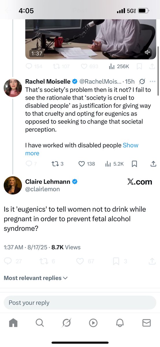 Claire is a moron but people need to stop acting as if though eugenics is a dirty word and start making actual arguments against embryo selection that do not involve endless guilt tripping