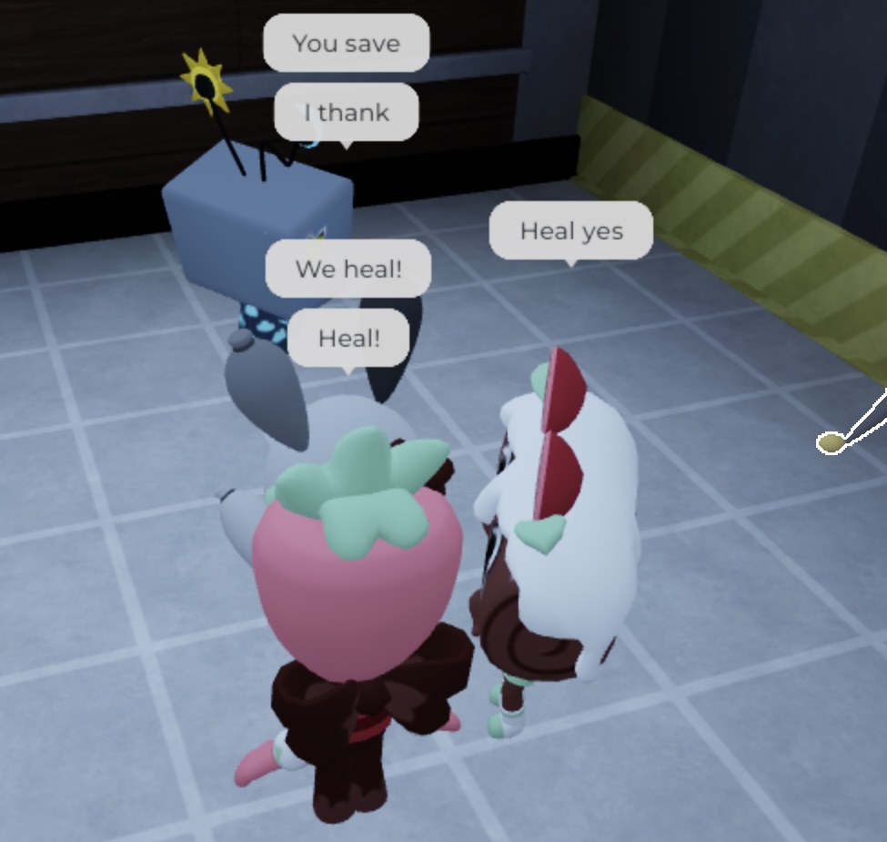 I was playing dandy world with jackson and we kept healing our disractor looey and he started trying to grief us a few times it was so funny