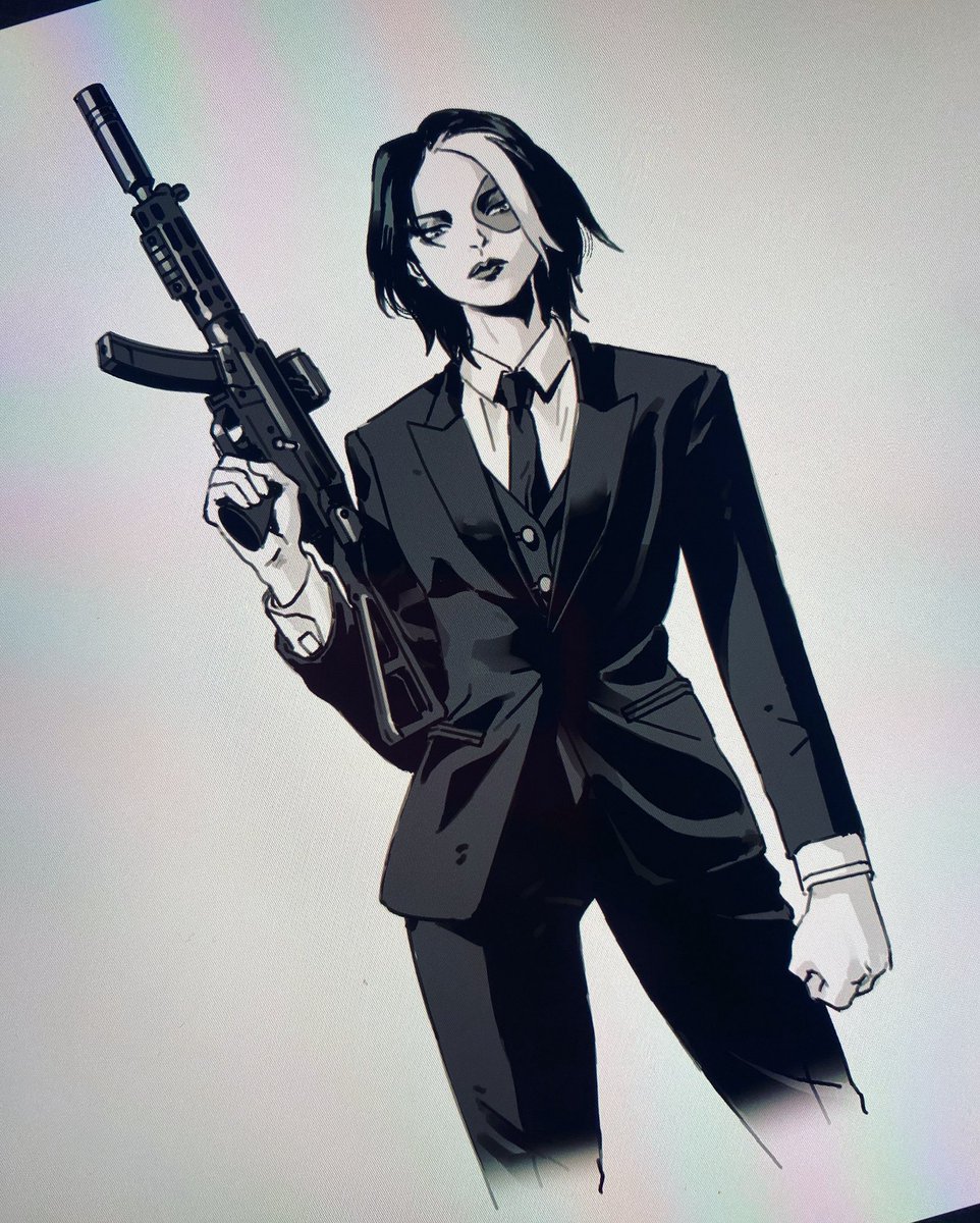 Domino in a suit. Pretty fun. #marvel