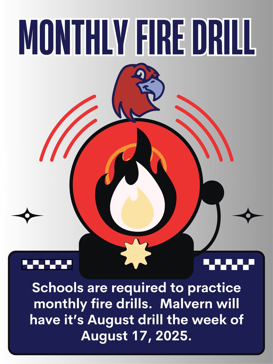 Schools are required to conduct monthly fire drills. Drills help ensure that students and staff know hat to do in case of an emergency.
Practicing safe and orderly evacuations keeps everyone protected. Your child’s safety is our top priority! #EveryStudentEveryDay #RedHawksRising