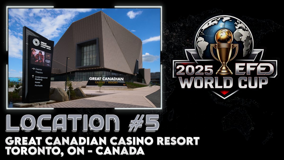 🌐2025 EFED WORLD CUP
🗺️Location reveal #5
📍Great Canadian Casino Resort - Toronto, ON, Canada

#MLE #EfedWC