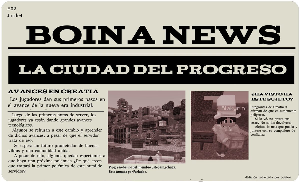 BOINA NEWS - #2

LA CIUDAD DEL PROGRESO
