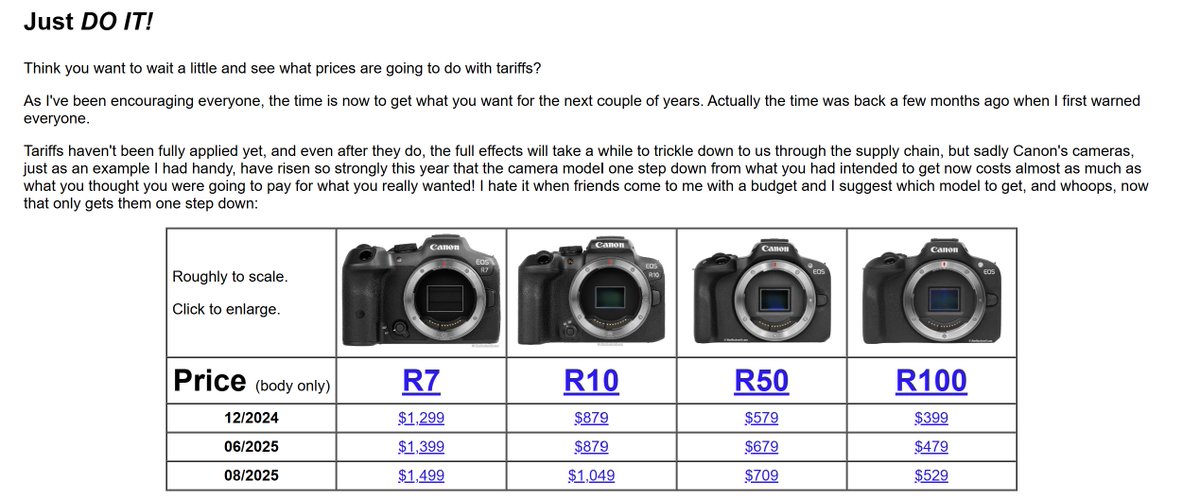 GarettJones's tweet photo. Are tariffs pushing up tech prices? 

From the legendary photography tech specialist @kenrockwell: https://t.co/MhWVyMJs6E
