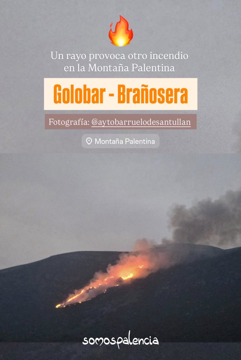 Somos Palencia (@somospalencia) on Twitter photo Un rayo provoca un incendio en la zona del Golobar de Brañosera, dentro del Parque Natural de la Montaña Palentina 🔥
📸 <a href="/aytobarruelo/">Ayuntamiento de Barruelo de Santullán</a> Un rayo provoca un incendio en la zona del Golobar de Brañosera, dentro del Parque Natural de la Montaña Palentina 🔥
📸 <a href="/aytobarruelo/">Ayuntamiento de Barruelo de Santullán</a>