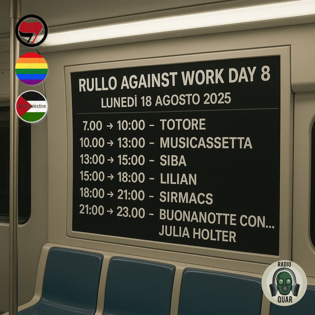 Programma Lunedì 18 agosto
Domani mattina alle 7.00  <a href="/SalvatoreC1970/">LA LOTA DEL SUD</a> sveglia tuttɜ. Si continua con i rulli estivi selezionati da <a href="/musicassetta/">[•=•]</a> Siba <a href="/Babbanculo/">Brie Morbier</a> <a href="/sirmacs/">Mezza Segovia™ 🍉</a> e chiudiamo con una selezione dedicata alla compositrice e musicista Julia Holter.
Buon ascolto a tuttɜ
