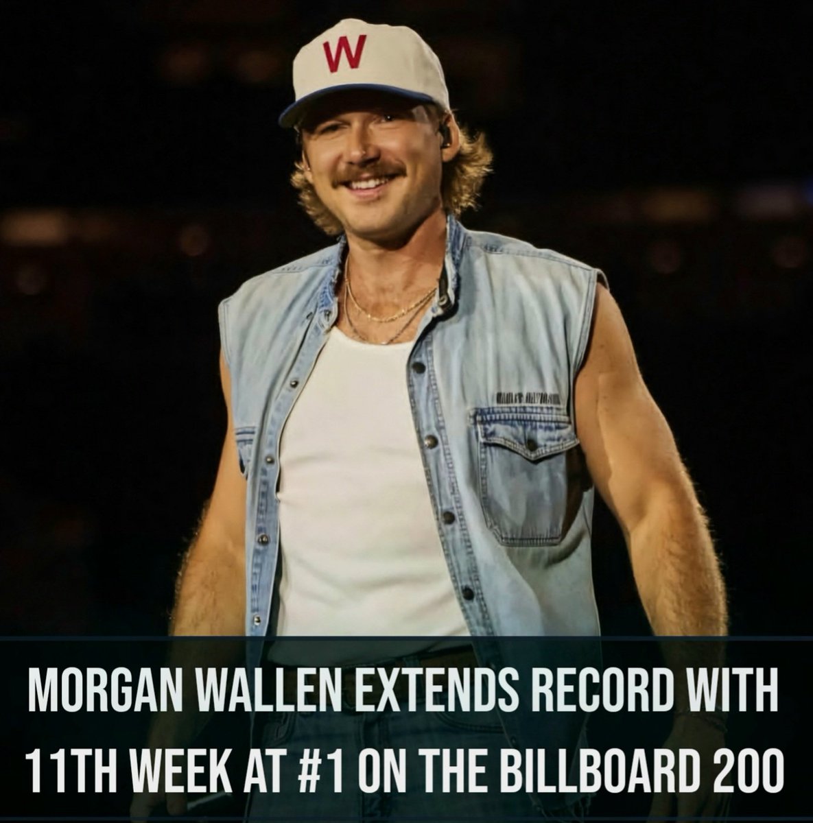 American Country Music Chatter (@acmc_country) on Twitter photo 🚨 <a href="/MorganWallen/">morgan wallen</a>'s 'I’m the Problem' holds at #1 on the Billboard 200 for an 11th nonconsecutive week (+126k units sold).
It's the first album since Taylor Swift's 'The Tortured Poets Department' to spend at least 11 weeks at #1. 🚨 <a href="/MorganWallen/">morgan wallen</a>'s 'I’m the Problem' holds at #1 on the Billboard 200 for an 11th nonconsecutive week (+126k units sold).
It's the first album since Taylor Swift's 'The Tortured Poets Department' to spend at least 11 weeks at #1.