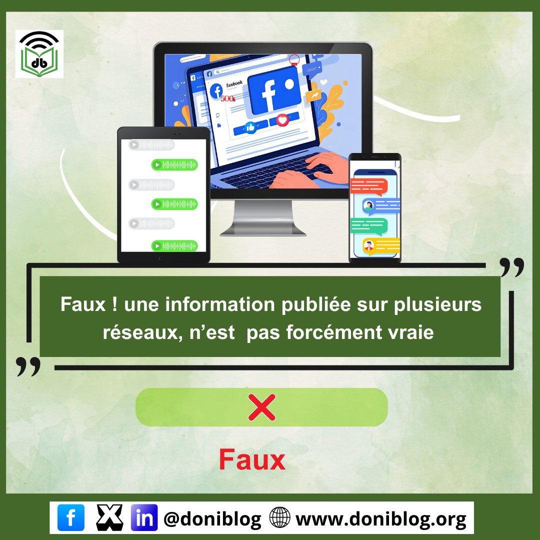 Chers followers vous êtes des génies 🥳🥳
Et oui c'est faux ! une information publiée sur plusieurs réseaux sociaux n'est pas forcément vrai. 
#Doni_Check 
#MaraNiKunafoni 
 #MaliFact