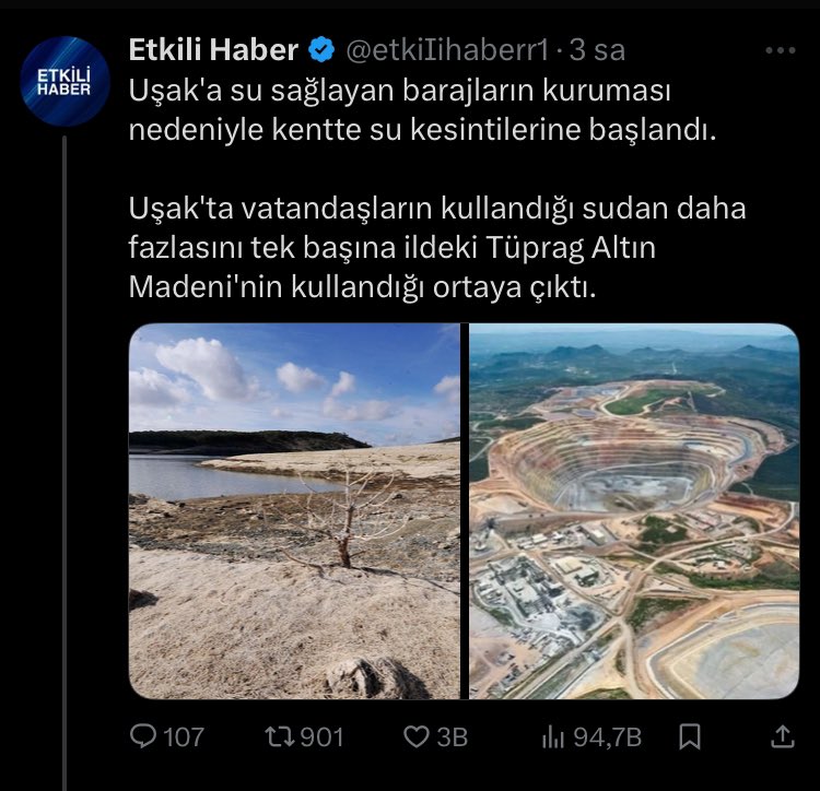 Algı nasıl yapılıyor hemen taze bir örnekle size göstereyim.

Uşakta bir altın madeni var.
Öncelikle şunu izah edeyim; Türkiyenin yeraltı zenginliklerinin ekonomiye kazandırılmasına ancak düşmanları karşı çıkar. Ucu dışarıya bağlı lobilerle çevre vs. gibi bahanelerle yıllardır