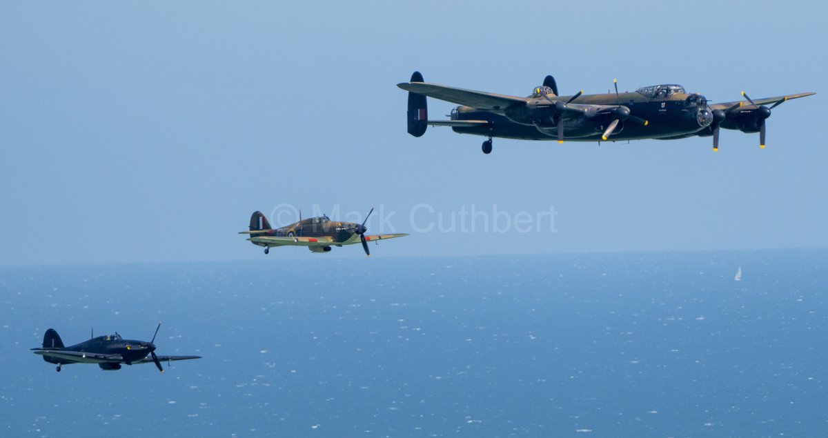 The Battle of Britain Memorial Flight: Lancaster, Spitfire &amp; Hurricane &amp; The RAF Red Arrows during the Eastbourne Air Show 2025.