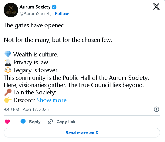 AurumSociety's tweet photo. https://t.co/6DhKtz3Rzu