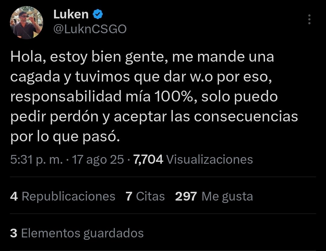 fdnewsok's tweet image. Luken dió señales de vida luego de que 9z tuviera que dar W.O en su match contra Fluxo. Esto es su anteúltima story en instagram.