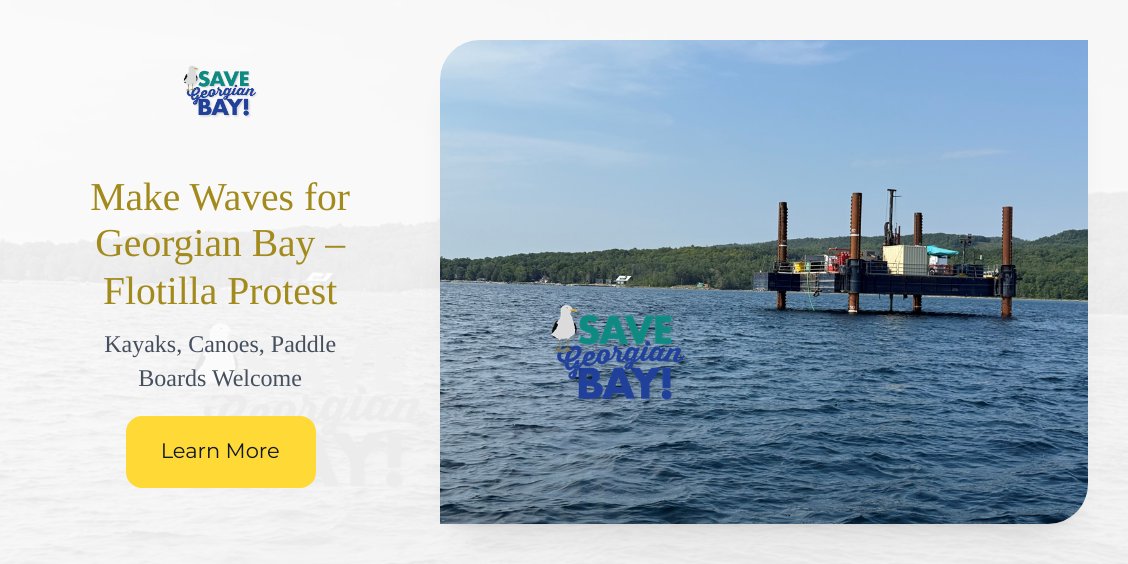 🚣‍♂️ Join the Anchors Away Flotilla Protest – Aug 23 @ 11AM in Meaford!
Bring your kayak, canoe, or paddle board and help protect Georgian Bay 💙
🔗 Register: anchorsaway.savegeorgianbay.ca
#AnchorsAway #SaveGeorgianBay #FlotillaProtest