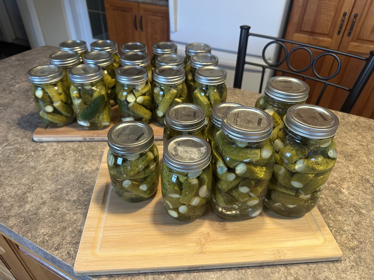 SenatorRobBlack's tweet photo. #PicklingSeason2025 - this weekend, more Tomato Chutney, more Dill Pickles (thanks Linda Scott), and a first batch of Zucchini Relish. #BuyLocal #GrowLocal #EatLocal https://t.co/t4sQJcTHxv