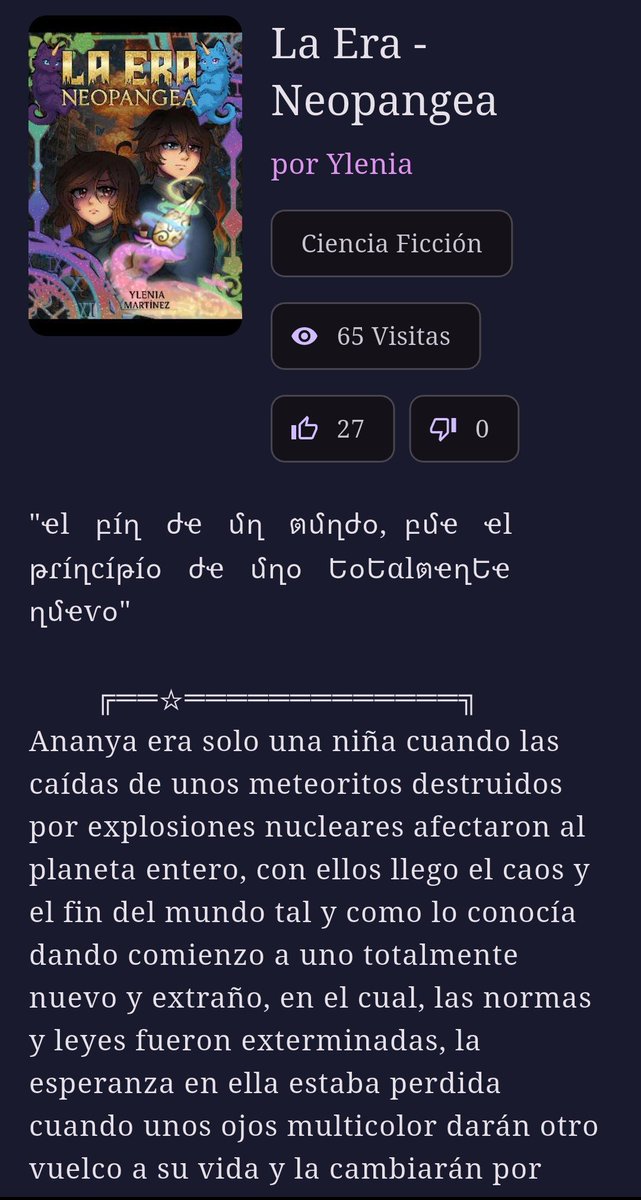 WrixyCommunity's tweet photo. Tenemos ganador en la actividad "Taller" y "Joya" de Wrixy Community. ¡Dos en uno!
Muchas felicidades a la autora @ToramitsuRandom, con su obra "La Era - Neopangea" ¡Felicidades! Gracias por participar y ser parte de la comunidad, te esperamos en la próxima.
#wrixy https://t.co/b6nP3KJXlV