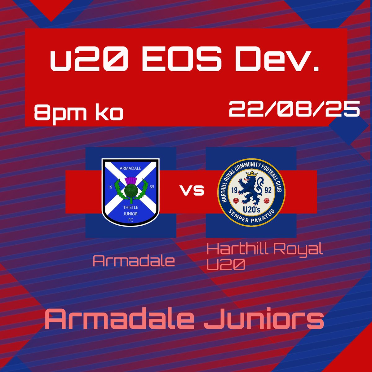 Next up for the Harthill boys is a top of the table derby clash with <a href="/Armadale_U20/">Armadale Thistle u20</a> 

Get along and cheer on the HH boys…

<a href="/harthilljuniors/">Harthill Royal Juniors</a>