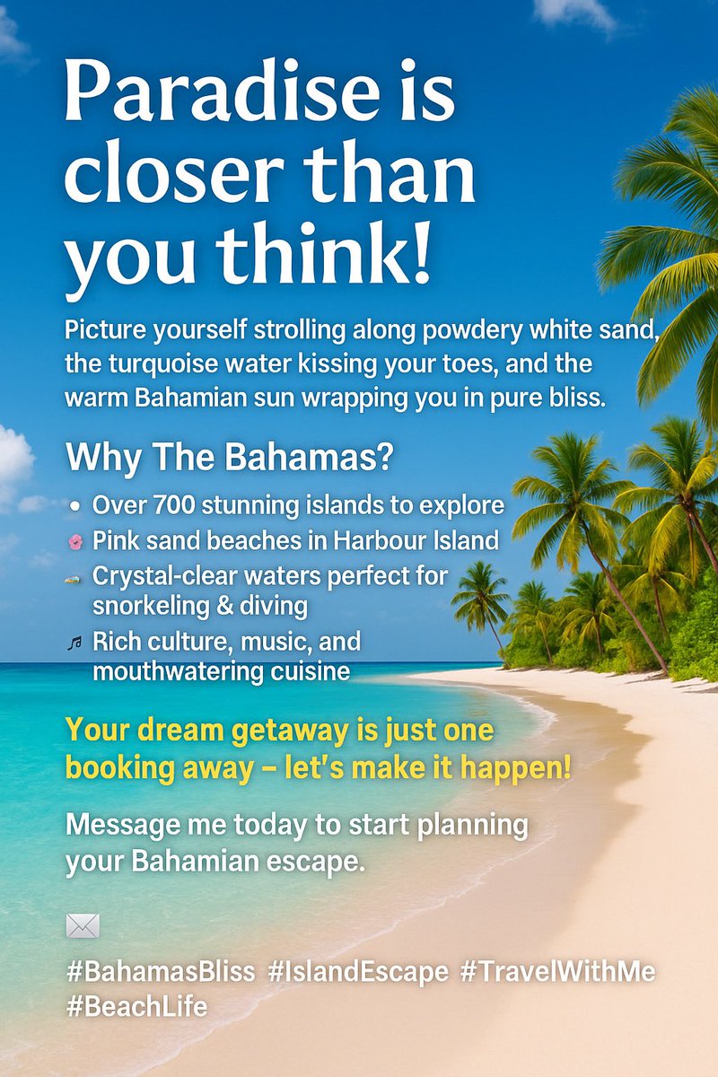 Do you want to travel to The Bahamas??? Let’s talk!