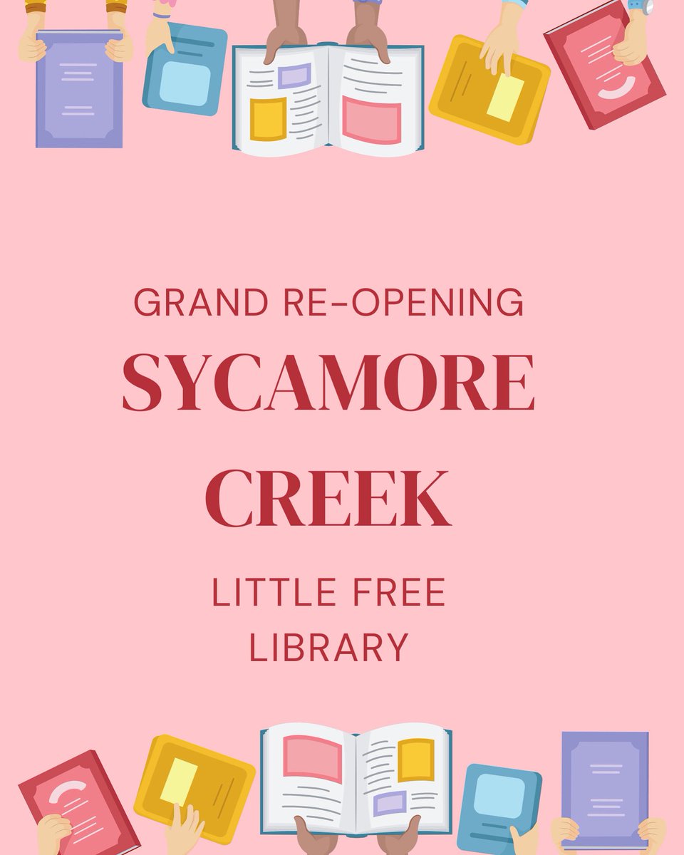 Join us on Saturday September 6th at 10am for the re-opening of our school's Little Free Library!  In 2016, the 5th grade class donated the original library to the students of Sycamore Creek. Since then the library deteriorated due to weather that it had to be replaced.