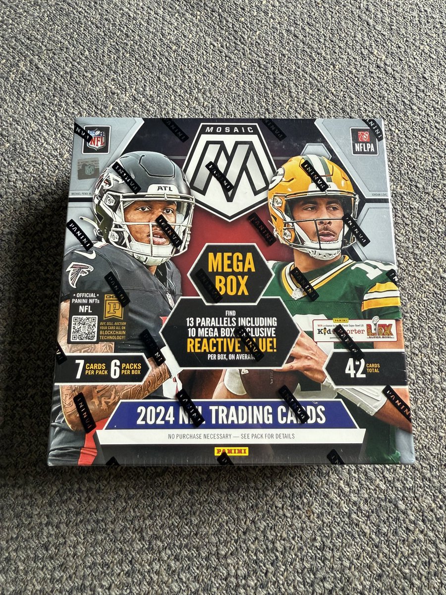 TheHobby247's tweet image. We numbered /299 this 2025 #NFL Mosaic Megabox &amp;amp; we’re shipping it for FREE to the 1st follower who guesses what number it is! 

Only one guess per page &amp;amp; must be following @TheHobby247 to win 🤝 #TheHobby