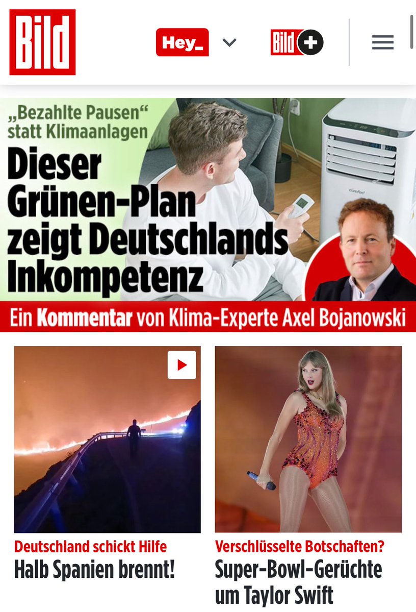 Perron_🌇 🍀🗽🌈🇨🇭 (@perron_x) on Twitter photo „Halb Spanien brennt“. Axel-Springer „Klimaexperte“ <a href="/Axel_Bojanowski/">Axel Bojanowski axelbojanowski.substack.com</a> empfiehlt die Klimaanlage.
#klimaleugnung2025
#Bild „Halb Spanien brennt“. Axel-Springer „Klimaexperte“ <a href="/Axel_Bojanowski/">Axel Bojanowski axelbojanowski.substack.com</a> empfiehlt die Klimaanlage.
#klimaleugnung2025
#Bild