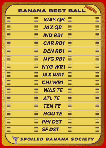 Fantasy Couch (@fantasycouch) on Twitter photo We just hit a jackpot draft in <a href="/SBSFantasy/">Spoiled Banana Society ππ</a>
I like my card but it was a very competitive draft. People weren't too scared nor too bold/wild. Good draft everyone. π We just hit a jackpot draft in <a href="/SBSFantasy/">Spoiled Banana Society ππ</a>
I like my card but it was a very competitive draft. People weren't too scared nor too bold/wild. Good draft everyone. π