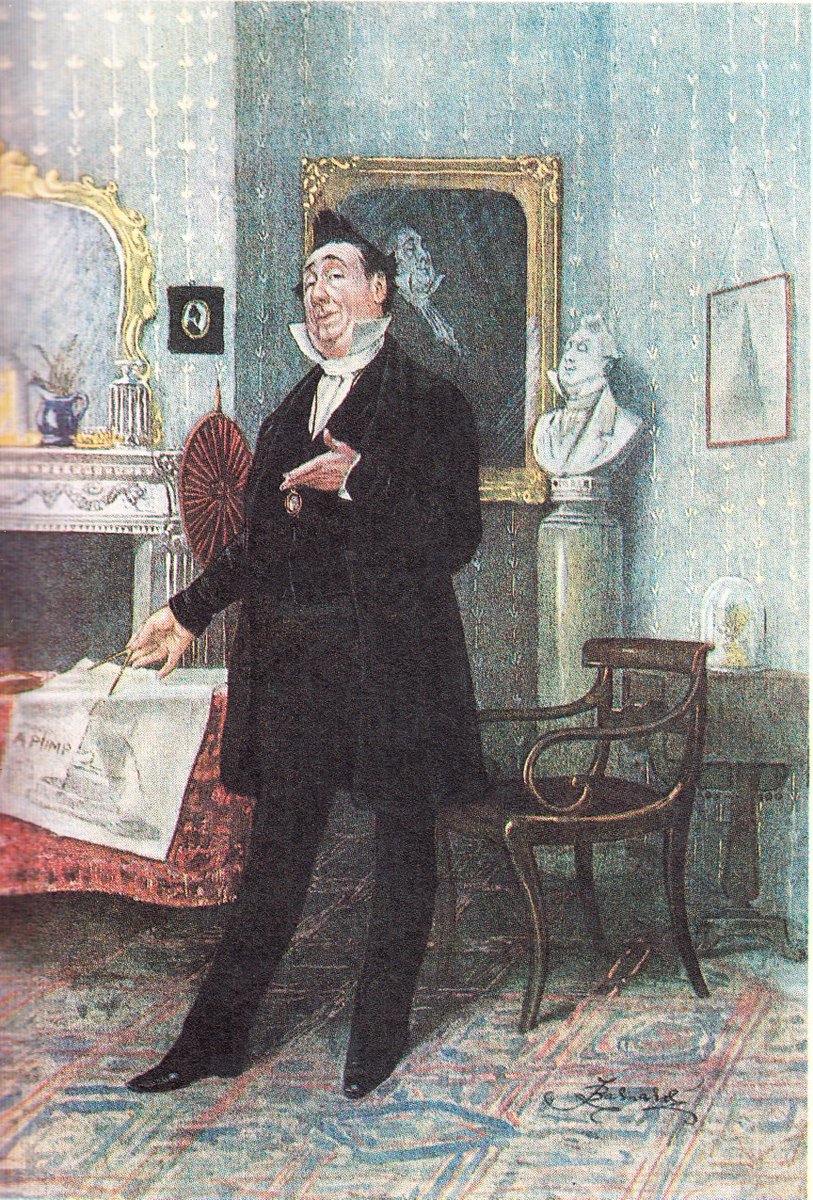 So who's your favourite #Dickens actor?  If you've seen David Lodge's BBC 1994 adaptation, it might be Tom Wilkinson (aka Pecksniff) in Martin Chuzzlewitt. Brilliant! Here he is beside illustrator Fred Barnard's version of him. victorianweb.org/art/illustrati…