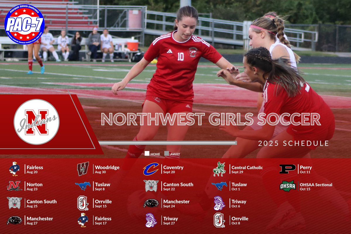 Northwest Indians Athletics (@nwhsindians) on Twitter photo Check out the schedule for the 2025 Northwest Girls Soccer team. Their first game is Wednesday, August 20th at home against Fairless‼️
#RollTribe <a href="/NWTribe/">Northwest Schools</a> <a href="/PAC7_Sports/">PAC-7 Sports</a> <a href="/Nwest_TD_Club/">Northwest Indians Football</a> Check out the schedule for the 2025 Northwest Girls Soccer team. Their first game is Wednesday, August 20th at home against Fairless‼️
#RollTribe <a href="/NWTribe/">Northwest Schools</a> <a href="/PAC7_Sports/">PAC-7 Sports</a> <a href="/Nwest_TD_Club/">Northwest Indians Football</a>