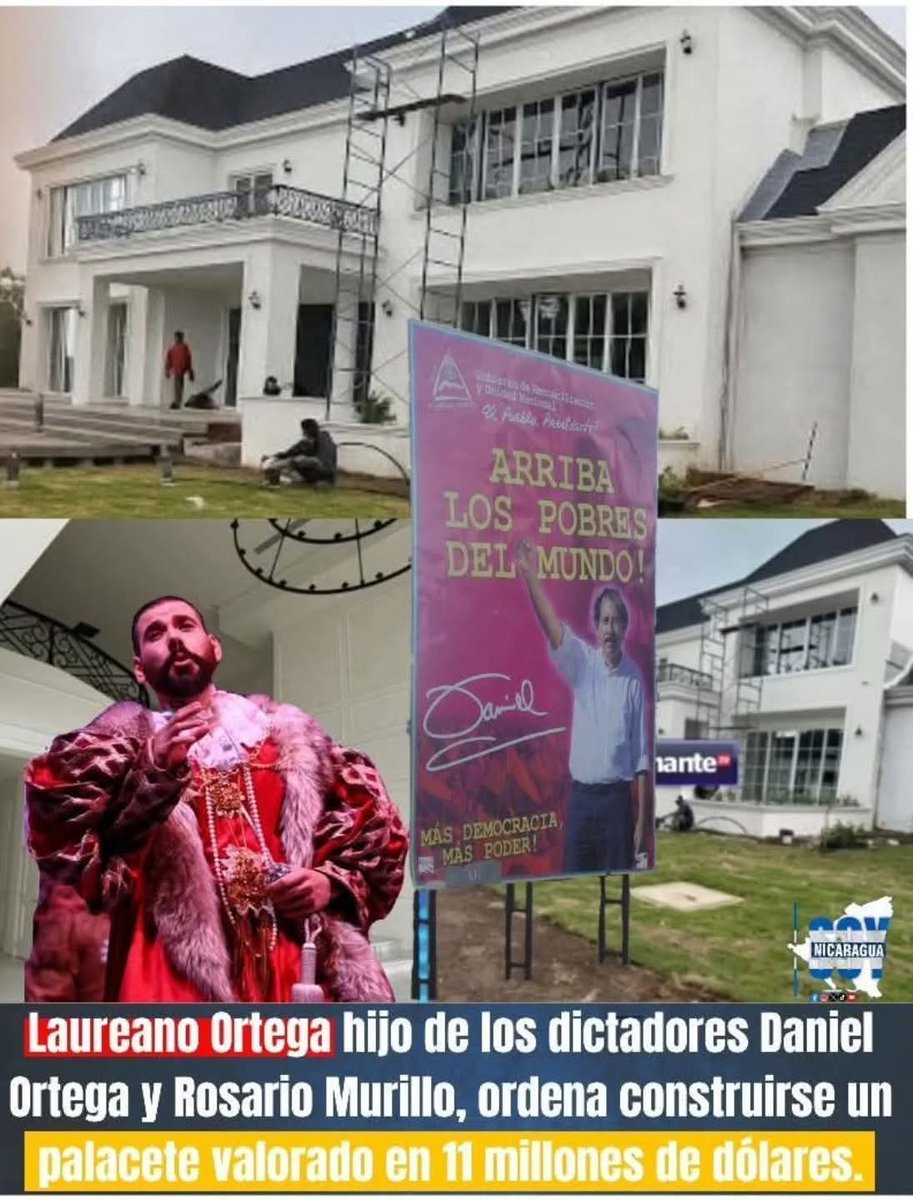 Hoy sucede en #Nicaragua, los que dicen luchar por los pobres se compran palacios en un país con extrema pobreza y altos niveles de corrupción estatal, retornó el somocismo a Nicaragua.