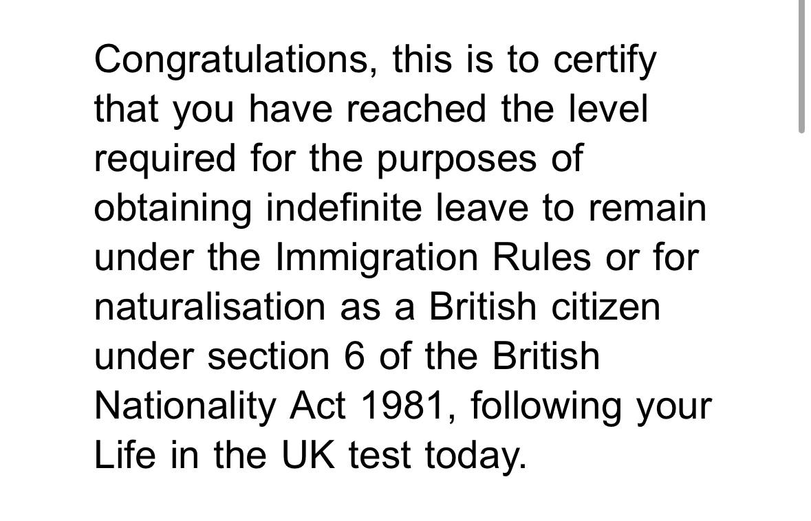 beraliv's tweet photo. This Friday I passed Life in the UK test 👏

This is the test about values, history, culture and system in the UK. It's required to get ILR (indefinite leave to remain). For the test, you have 45min to answer 24 questions (out of pool of 300+ questions). https://t.co/N2t8TpvD2p
