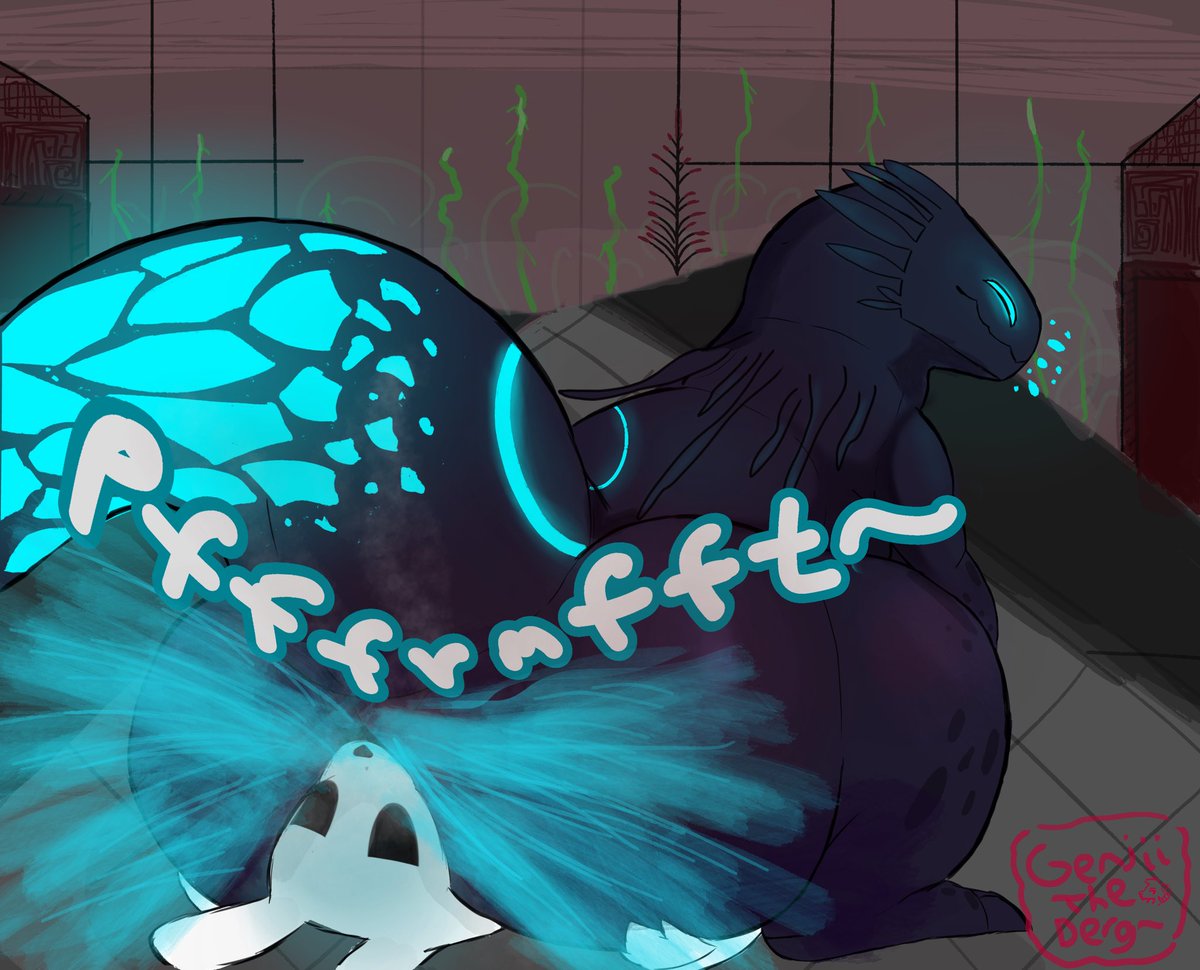 One second your strolling thru the ruins, the next a fat assed lizard falls from a pole and lands right on your face, a very bloated one, blasting your poor face point blank with his cyan gas~