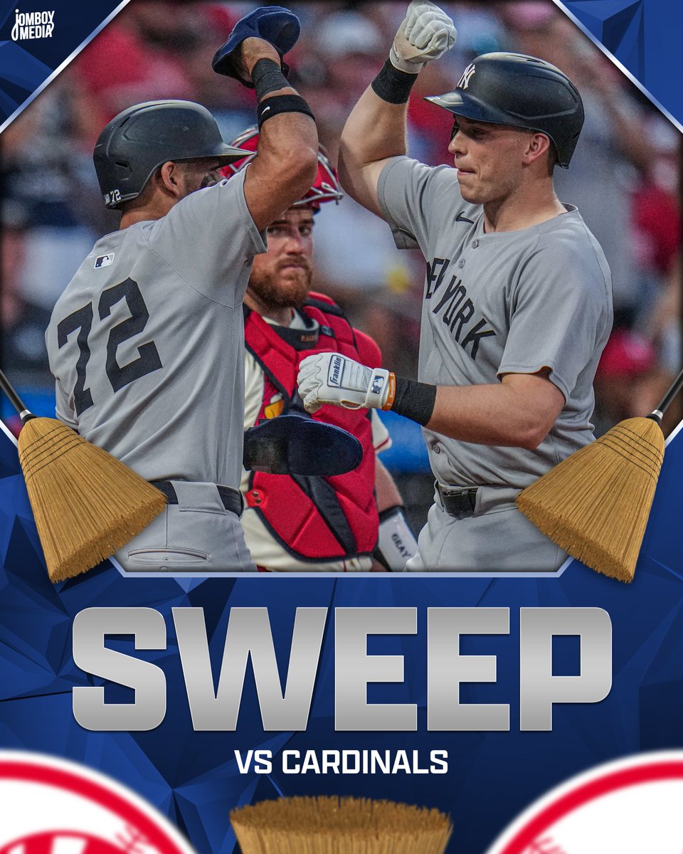 MMyrick29's tweet photo. Brooms out, because...YANKEES WIN &amp; Sweep! Final: Our @Yankees 8, @Cardinals 4!  #RepB: @kikicrowley, @0fficialStacey, @allybear29 @MarciaNicklas @forevershinin @NRMedia50, @Mountaingal456 @AlyssaJ4626, @Yankees_Blue, @YankeesFan4299, @yankees_nut, @yankeesgirl99 #NYYvsSTL https://t.co/gAeqapWMW1