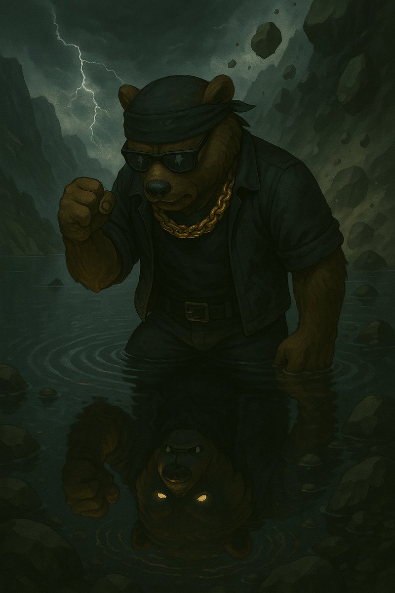 The storm raged , but after the roar came silence. 🌑🌊
2 Pawz looked down into the water and saw more than just himself 
Beneath the water’s surface, a darker, stronger reflection awakened the ancient power he had always carried.

And in that moment he realized…
the markets can