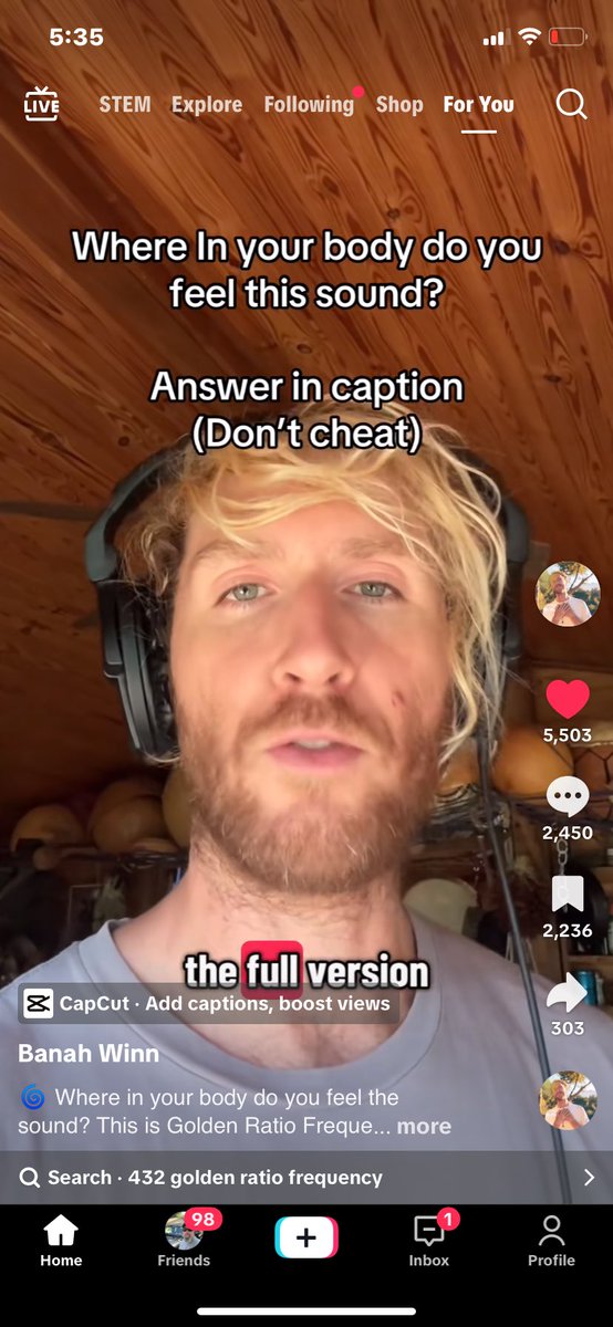 This is Golden Ratio Frequency - a core tone like 432 or 528 Hz, layered with harmonics spaced using the golden ratio (1.618...).
That ratio is the blueprint of nature - the spiral in seashells, flowers, galaxies, DNA, and even your heartbeat.