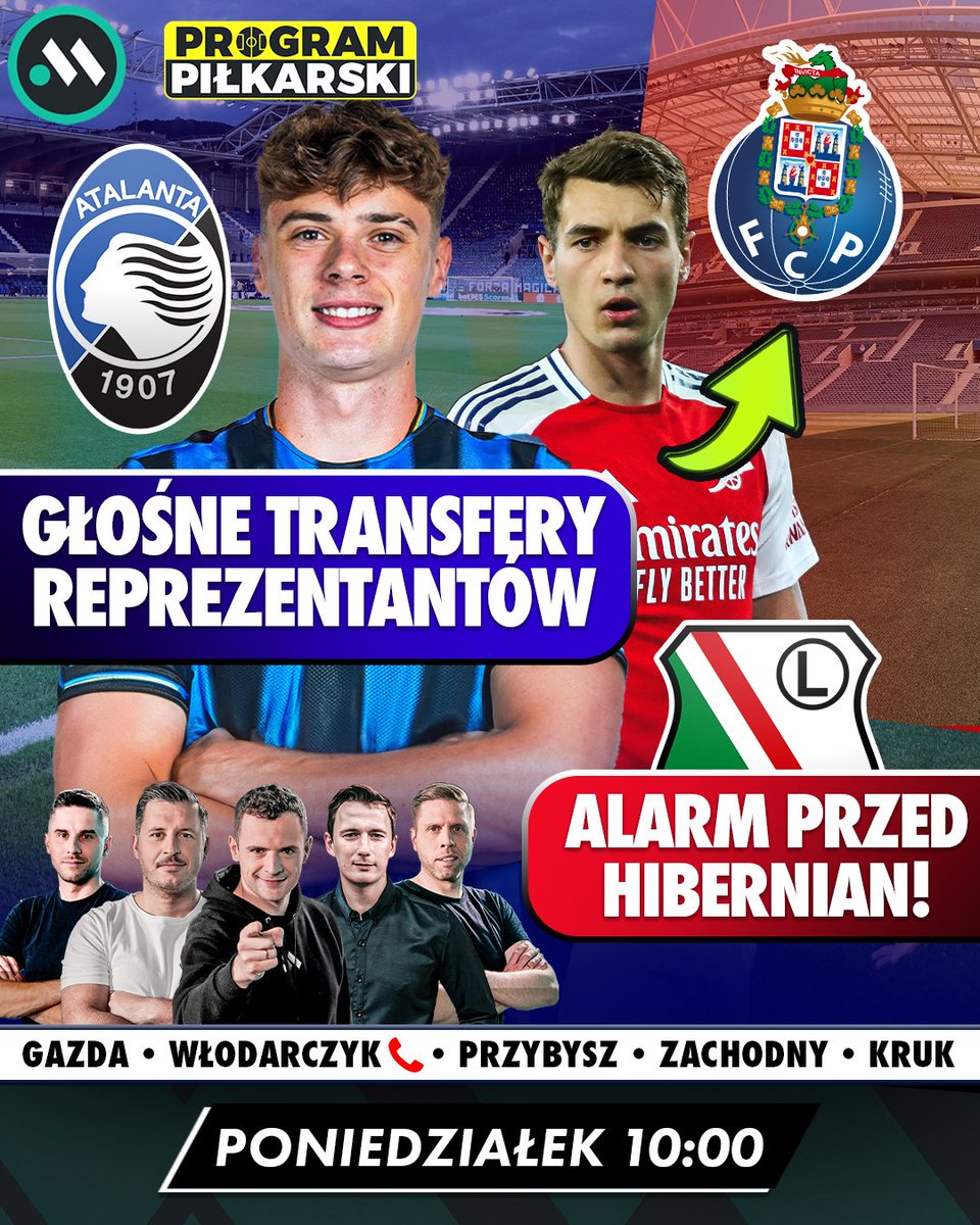 Program Piłkarski 💥

◾️ Zalewski w Atalancie
◾️ Kiwior trafi do FC Porto?
◾️ Legia przegrała z Wisłą Płock

💫 <a href="/RadekP92/">Radosław Przybysz</a>, <a href="/marcin_gazda/">Marcin Gazda</a>, <a href="/MikolajKruk/">Mikołaj Kruk</a>, <a href="/mzachodny/">Michał Zachodny</a> 
📞 <a href="/wlodar85/">Tomasz Włodarczyk</a> 

⏰️ Start: 10:00 ⤵️