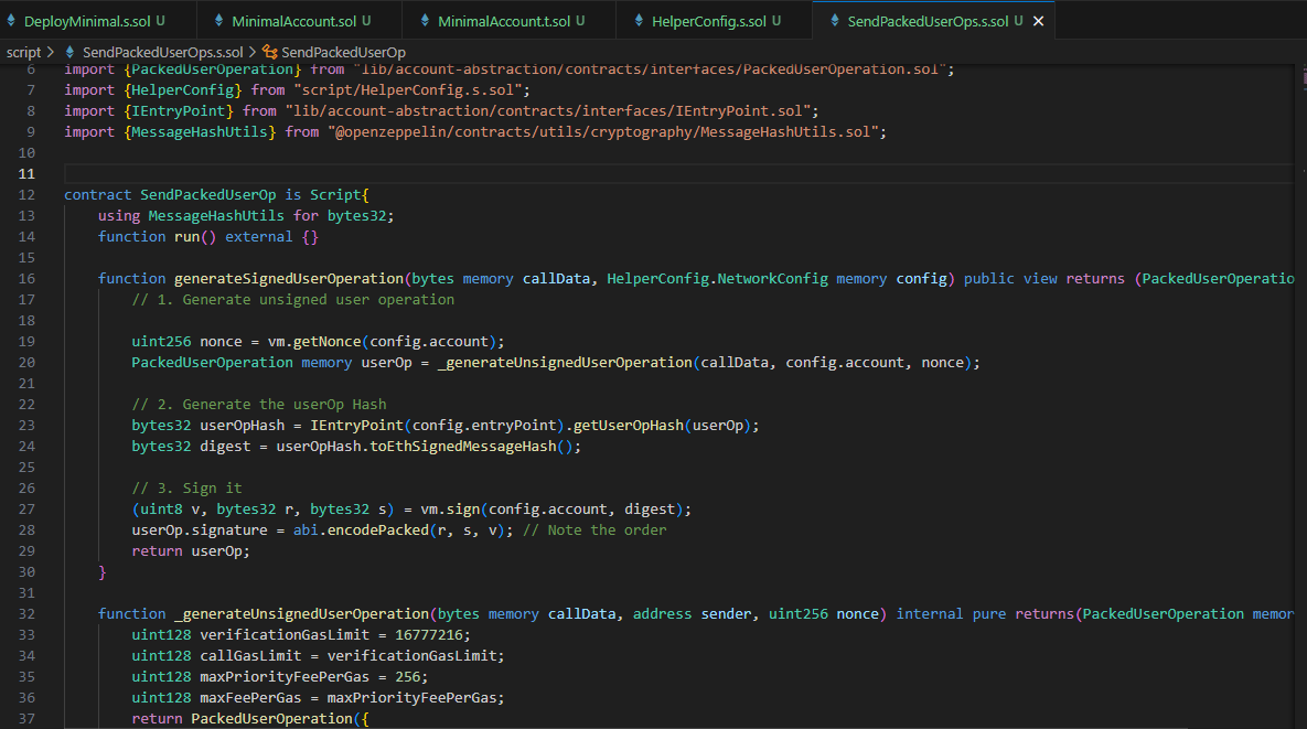 mibunna's tweet image. 🚀Building-In-Public Day 15

# Account-Abstraction

✅Established foundational foundry deployment scripts on AA
✅Wrote some essential tests
✅Correctly signed packedUserOperation in accordance with ERC-4337 standard
@CyfrinUpdraft ❤️ 
#accountabstraction #smartcontract