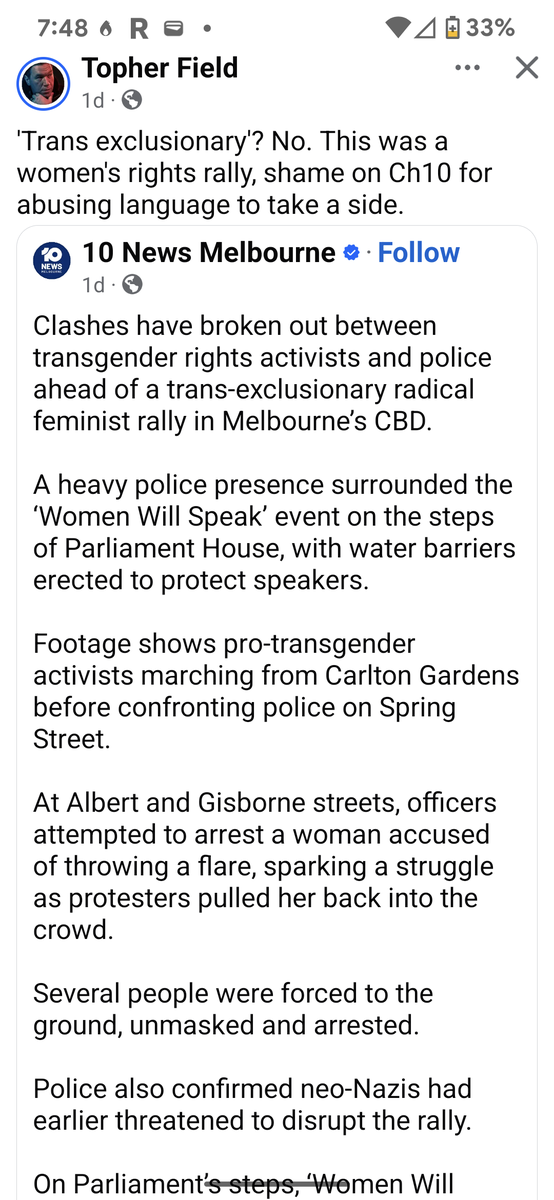 Krystle Mitchell (@just_krystle_m) on Twitter photo Imagine you are Martin Luther King & protesting for the rights of Black people, & <a href="/Channel10AU/">Channel 10</a> called it a Whites-exclusionary radical Race rally.
This how RIDICULOUS you sound 10 News. Do better.
#Womenwillspeak Imagine you are Martin Luther King & protesting for the rights of Black people, & <a href="/Channel10AU/">Channel 10</a> called it a Whites-exclusionary radical Race rally.
This how RIDICULOUS you sound 10 News. Do better.
#Womenwillspeak