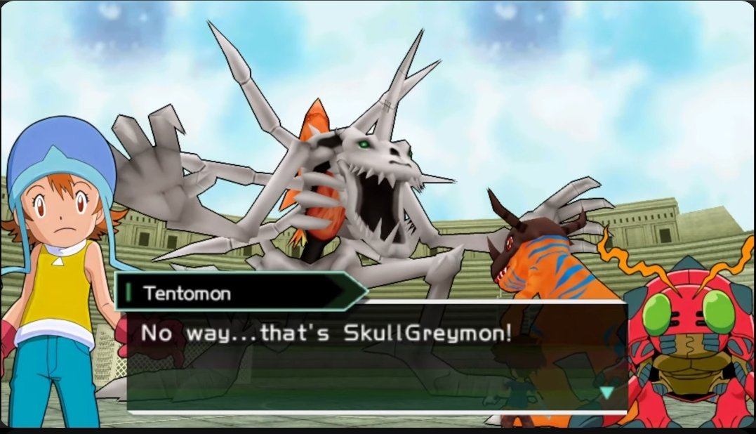 RANK10YGO's tweet image. The Digimon Adventure PSP game is so weird cause it's basically a shot-for-shot adaptation of the anime but as a bogstandard turn-based RPG. You can get roughly the same experience by watching the show and pausing to farm in a random Kemco RPG for 30 minutes before every fight.