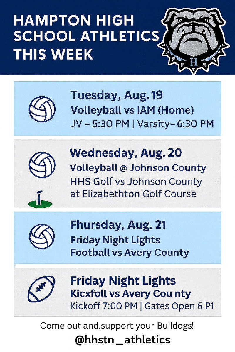 HHStn_Athletics's tweet image. Your Bulldogs have a busy week, come out and support your Bulldogs. 
#catchagame #bulldognation