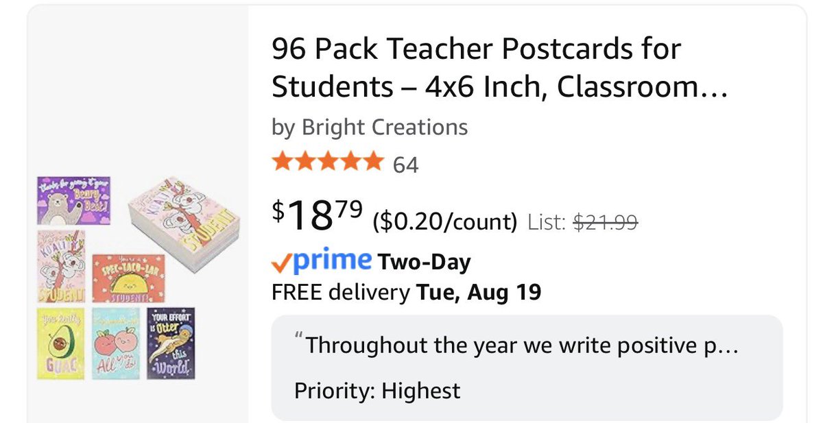 Middle schoolers act allergic to compliments, but secretly love them. So I’m arming myself with postcards to write those positive notes all year long. #clearthelist amazon.com/hz/wishlist/ls…