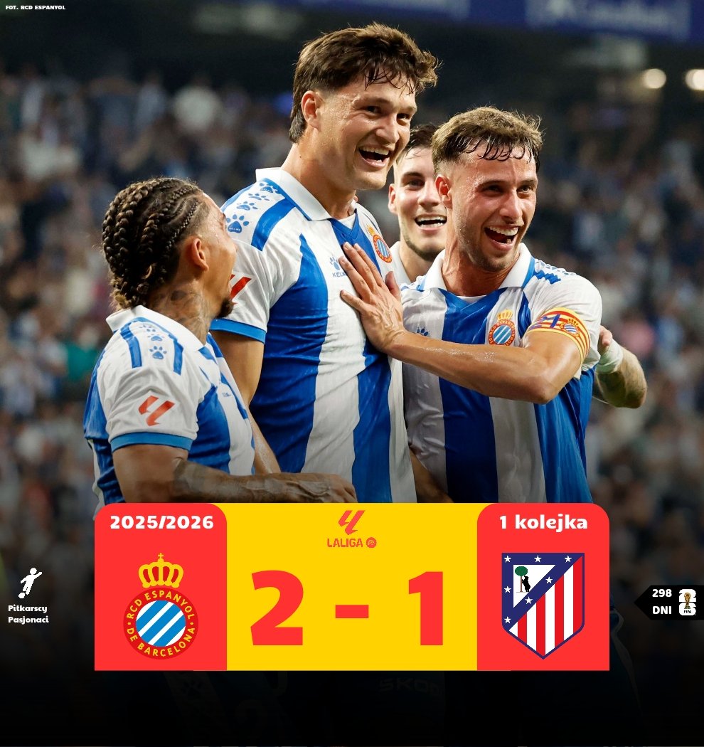 wofutbolu's tweet photo. 🇪🇸 #ESPATM

❗Ligowy falstart Atlético - Espanyol odwrócił losy meczu i zainkasował trzy punkty na start❗

🔵⚪ Espanyol 2:1 Atlético Madryt 🔴⚪

⚽ Júlian Alvarez 37’
⚽ Miguel Rubio 73’
⚽ Pere Milla 85’ https://t.co/9V0vzGkVeO
