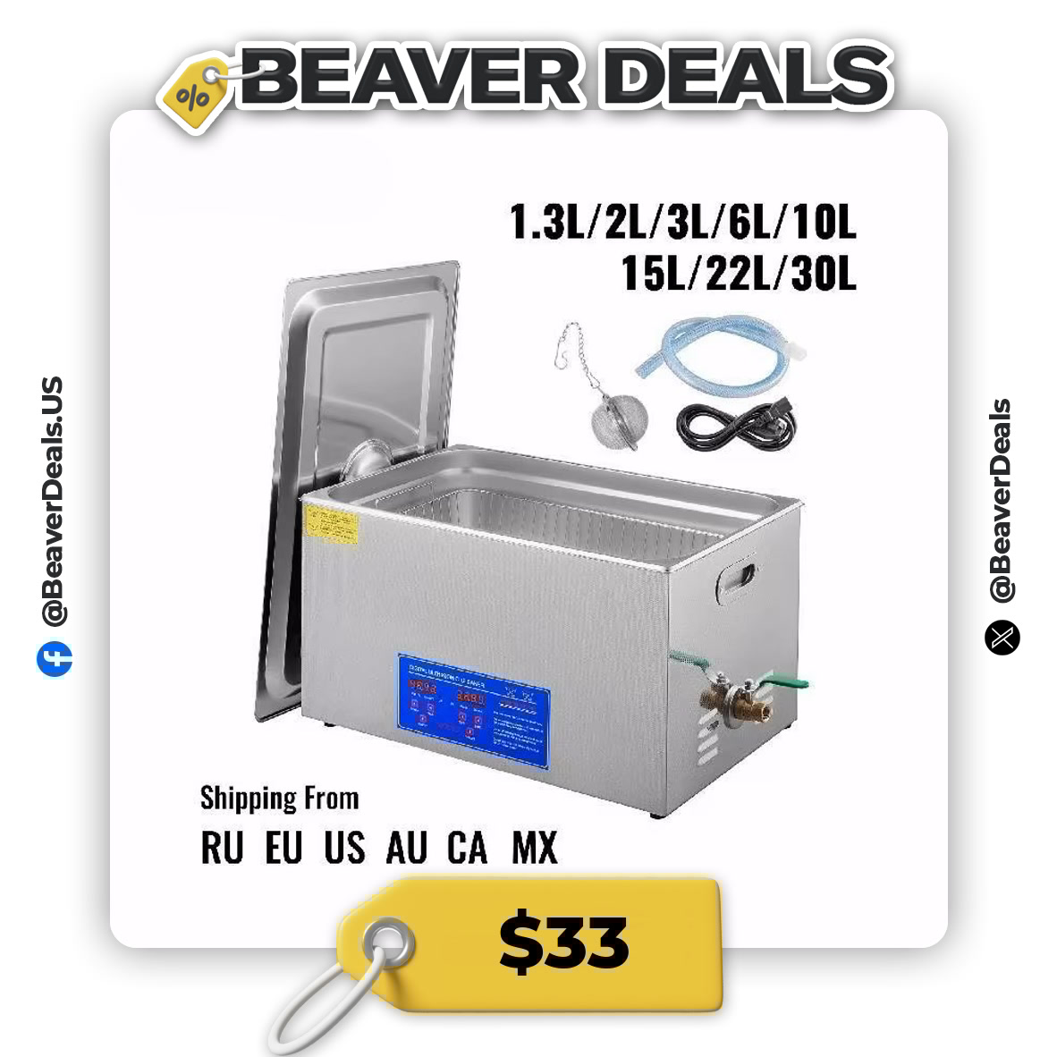 BeaverDeals's tweet image. CLEAN SMARTER, NOT HARDER! ✨🧼

🫧 SucceBuy Portable Ultrasonic Cleaner
💵 $33

🔗 s.click.aliexpress.com/e/_oFJzQI1

#HomeCleaning #UltrasonicTech #SmartClean