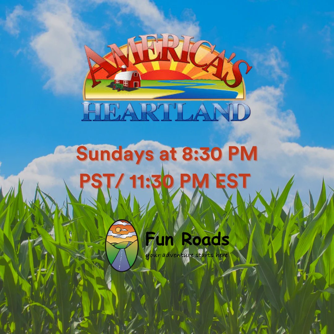 Watch America's Heartland Sundays on Fun Roads.🌾❤️ #funroads #americasheartland #exploremore