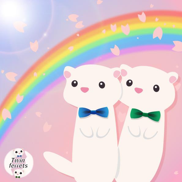 RyunohigezzZ's tweet image. “虹の橋の向こう”が寂しい場所でなく、少しでも賑やかな場所でありますように。

#フェレット #ferrets
#Grokで過去イラストを動画化