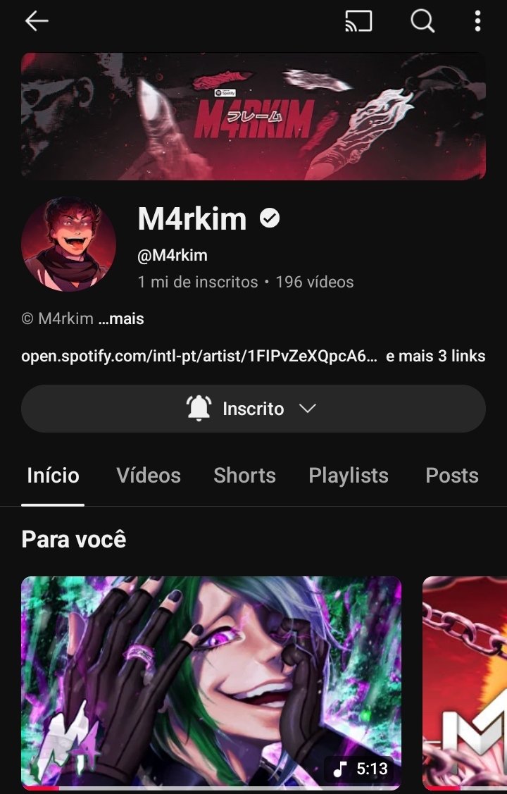 O <a href="/m4rkimofc/">M4rkim</a> CHEGOU A META DE 1 MILHÃO DE INSCRITOS! AEEEEEEEE PORRA! O CARA É UM DOS MELHORES ARTITAS DA CENA! (melhor pra mim), fico muito feliz que ele finalmente chegou a essa meta muito importante! Que só venha mais! Ele merece muito! Que venha marineford especial 1 milhão!