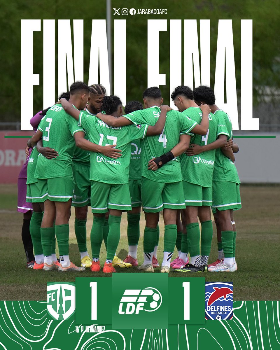 JarabacoaFC's tweet photo. ¡FINAAAL! Nos llevamos un punto en casa😤💚. Seguimos enfocados trabajando duro y con humildad para seguir fuertes ¡VAMOS FURIA💚💚💚💚!
#SomosFuria #LateDistinto #LDF2025 https://t.co/ajKyDScBQN